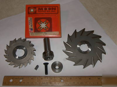 New s.s. slitting saw arbor & 2X blades brand new 