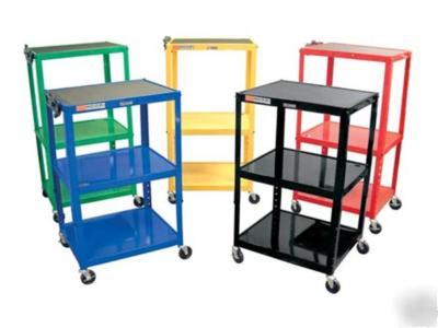 Adjustable height steel cart in green