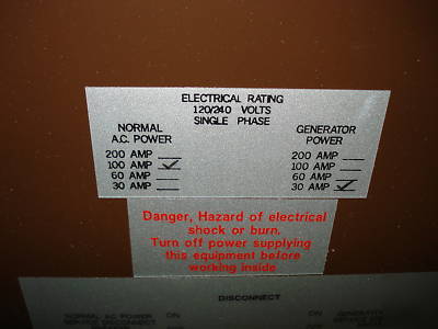 Transfer switch 100 amp evergood manual generator, used