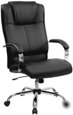 New (10) black high back leather office chairs 