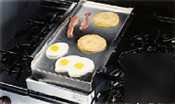 Add-a-griddle for 2 burner stovetop range base made of