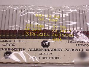 Lot of 25 allen-bradley 1W 220 ohm resistors RC32GF221J