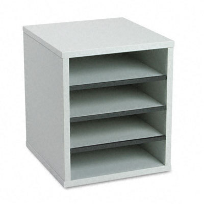 Particle board literature sorter, 4 sections dove gray