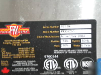 Perfect fry company fryer PFC5700 great condition