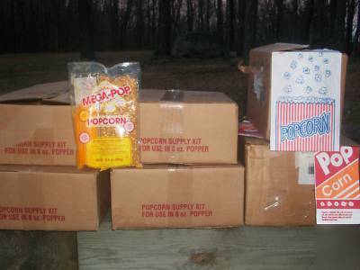 Star g-8 popcorn machine w/cart,3 cs popcorn,+2 cs bags