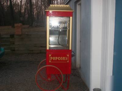Star g-8 popcorn machine w/cart,3 cs popcorn,+2 cs bags
