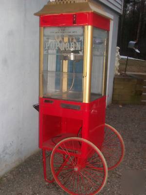 Star g-8 popcorn machine w/cart,3 cs popcorn,+2 cs bags