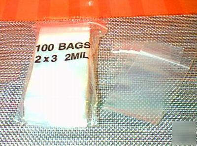 100 2X3 2MIL ziplock baggies * great bags for shipping