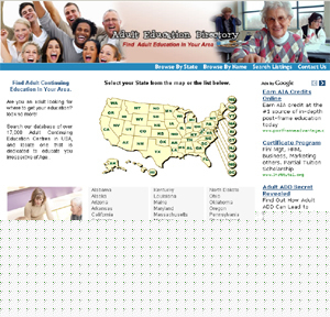 Adult education services directory website + adsense