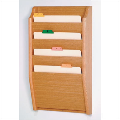 Four pocket chart holder wood finish: dark red mahogany