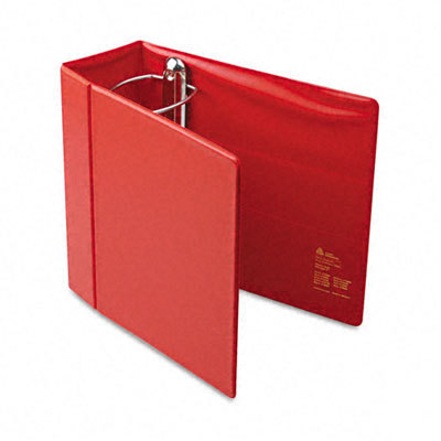 Heavy-duty vinyl ezd binder w/finger hole 5IN red