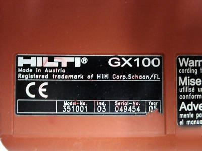 Hilti gx 100 professional gas powered nail gun (ch)