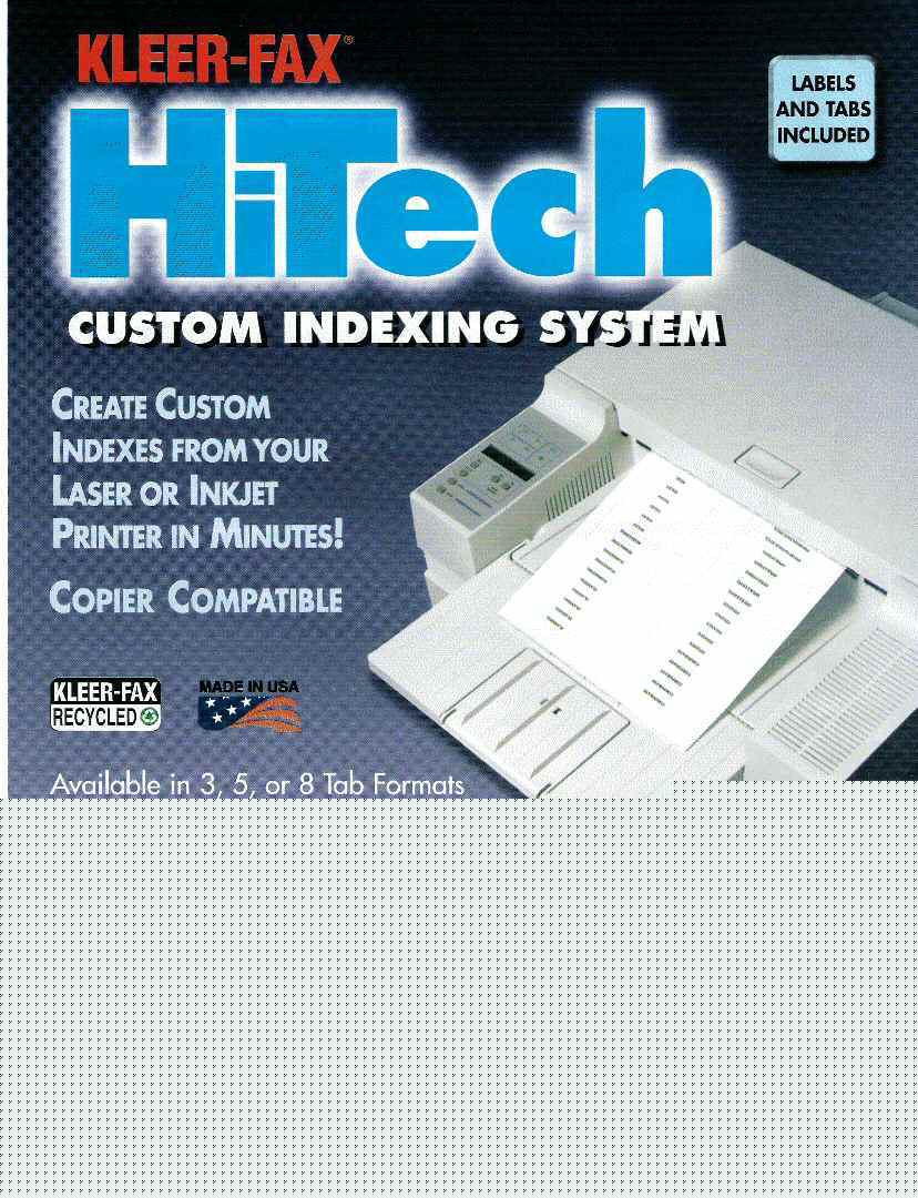 New kleer-fax index 8 tab divider indexing system * *