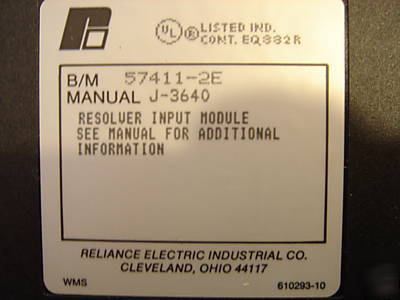Reliance automax resolver input module: 57C411-2E
