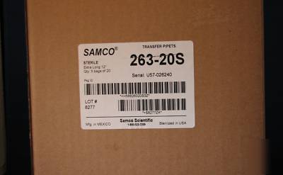 Samco disposable transfer pipets qty 100 #263-20S xl