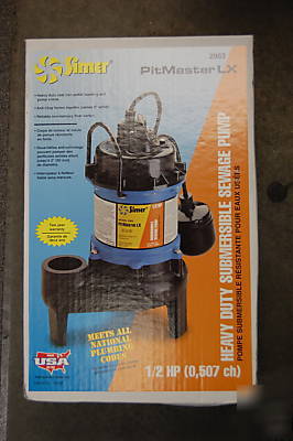 Simer 2963 pitmasterlx submersible sewage ejector pump