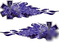 Flaming star of life decals 89S inf blue reflective