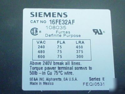 Furnas siemens 3 phase magnetic starter motor control 
