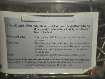Grip rite 16D stainless steel ring shank nails 5LB bx 