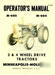 Minneapolis moline g-602 m-604 owner operators manual