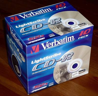 New verbatim cd-r 52X lightscribe 10 pack jewel case 