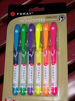 Fluorescent highlighters asst colors 6 pk 