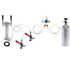 2 tap tower kegerator kit keg draft beer 10LB CO2 tank