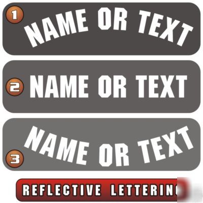 Custom reflective text / set of 2 / helmet lettering