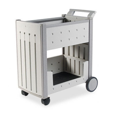 Molded polypropylene mail cart, 125-folder cap platinum