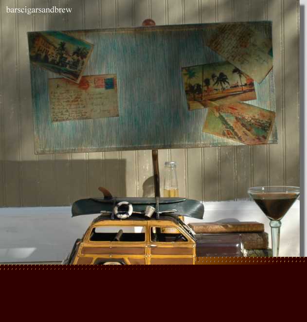 Old woody car table lamp retro pop art design