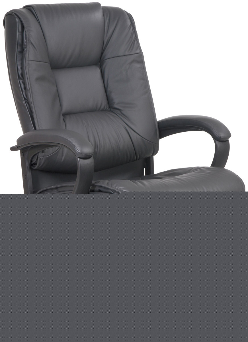 High back executive dark grey leather office desk chair