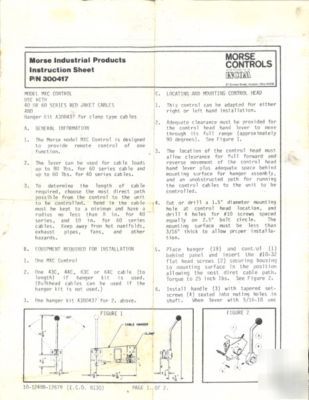 New - morse control (model mxc & p/n 300417)