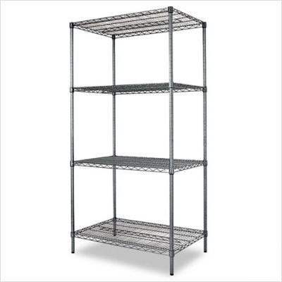 Alera 36X24 industrial wire shelving starter kit black