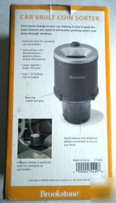 New brookstone car vault coin sorter battery operated 
