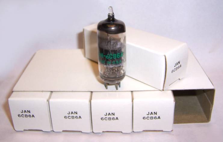 New sleeve of 5 jan ge 6CB6A ham radio tubes - 6CB6