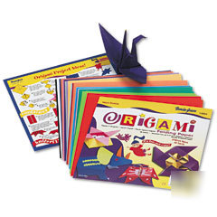 Origami paper, instructions incl, ltwt, 9 x 9, bright c