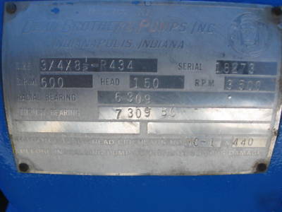 Dean brothers 3X4X8.5, R434, 600 gpm, hot oil pump 