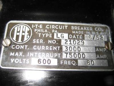 Ite circuit breaker type lg 3000 amp a with ac-pro trip