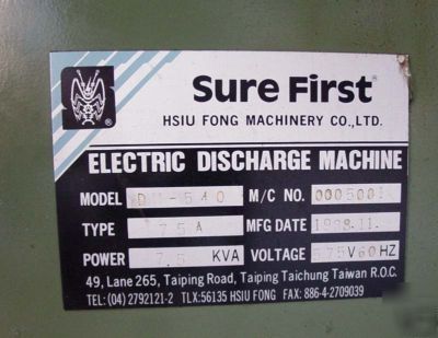 Sure first ram type sinker type emd machine machine