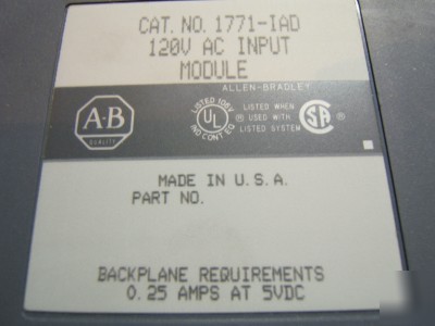Allen bradley 1771-iad ac input module - excellent 