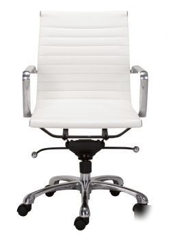 Modern management leather chrome office chair white