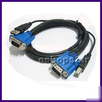 New 5 ft male to female cable for auto kvm ps/2 HD15
