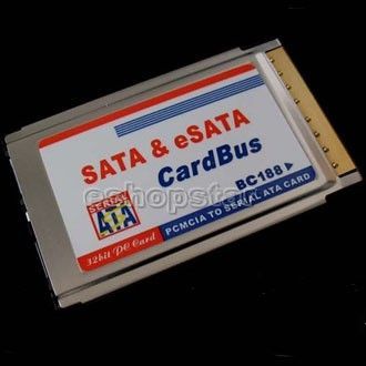 Notebook inside pcmcia to esata & serial ata sata card