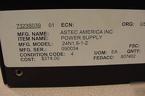 Acdc electronics #24N1.8-1-2 power supply astec america