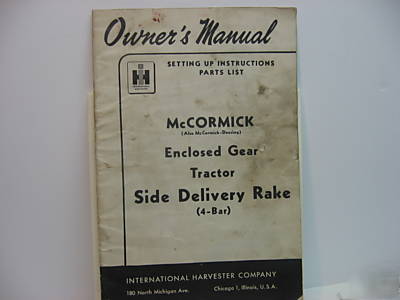 Mccormick deering enclosed tractor side delivery-rake