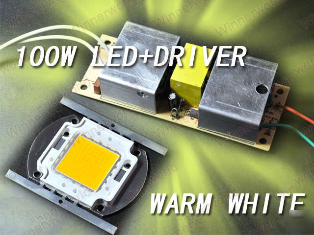 Warm white high power 100W 6000LM led light + ac driver