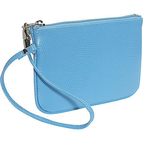 Budd leather lizard print calf small wristlet - blue