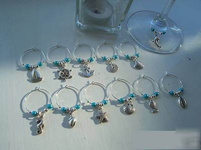 Nautical theme dinner table wine glass stem charms x 50