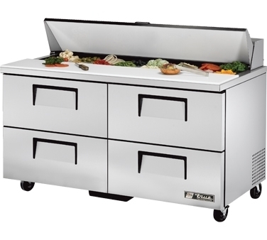 True tssu-60-16D-4 refrigerated prep table 16 pan- 60
