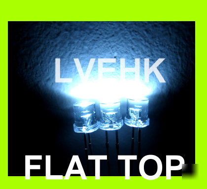 50P 5MM flat top white led 20,000MCD free resistors